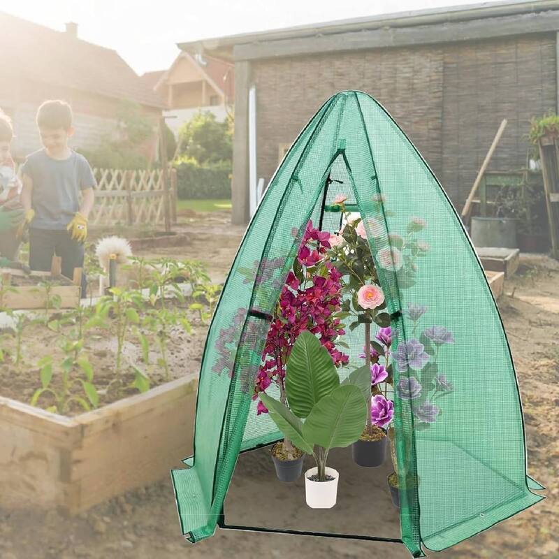 54"x 54"x 71" Greenhouse Tent with Durable PE Cover for Outside Vegetables Flowers Fruits, Green
