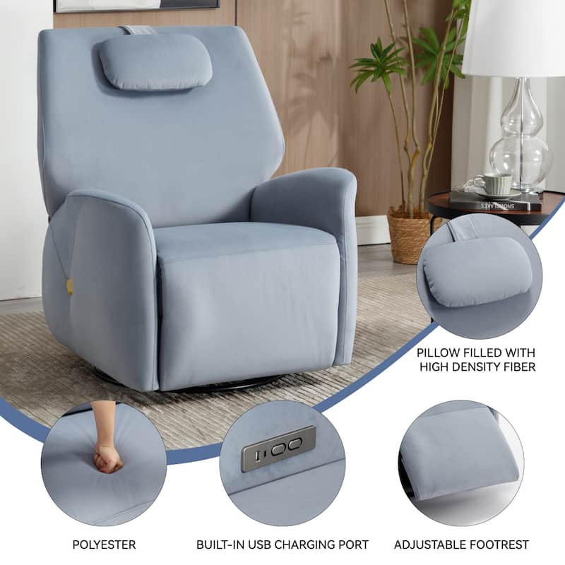 Swivel and Rocker Power Recliner Chair with Lumbar