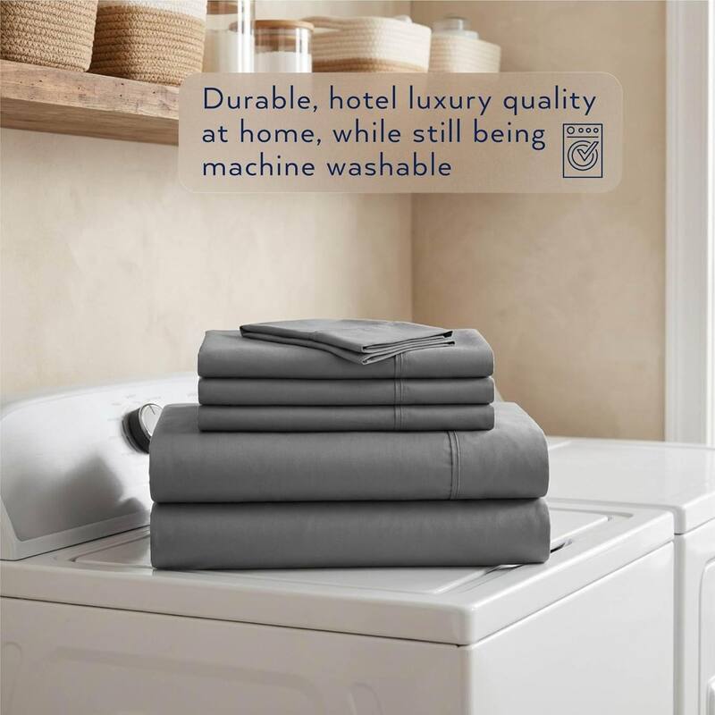 Thomasville 1500 Thread Count Dark Grey 6 Piece Premium Cotton Rich Sateen Sheet Set