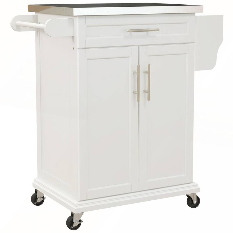 Rolling Kitchen Cart with Stainless Steel Countertop