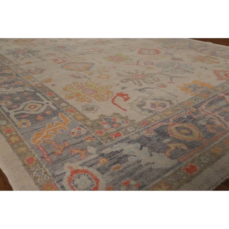 Hand Knotted Oriental 100% Wool Carpet Transitional All-Over Beige & Ivories Oushak Area Rug - 10' 0'' X 7' 11''