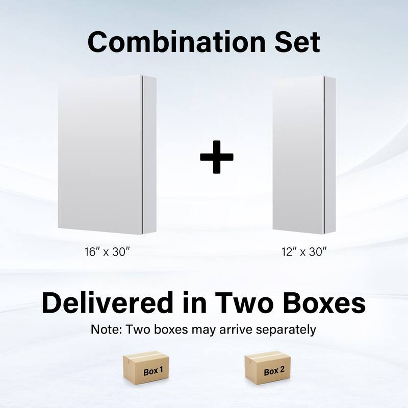 28''W X 30''H Recessed Or Surface Wall Mount Bathroom Medicine Cabinet With Adjustable Glass Shelves