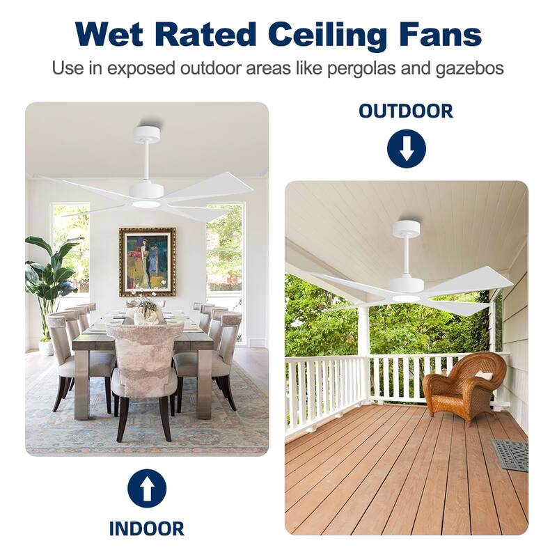MLiAN 54 In. 4 -ABS Blades Wet Rated Outdoor Ceiling Fan with Remote