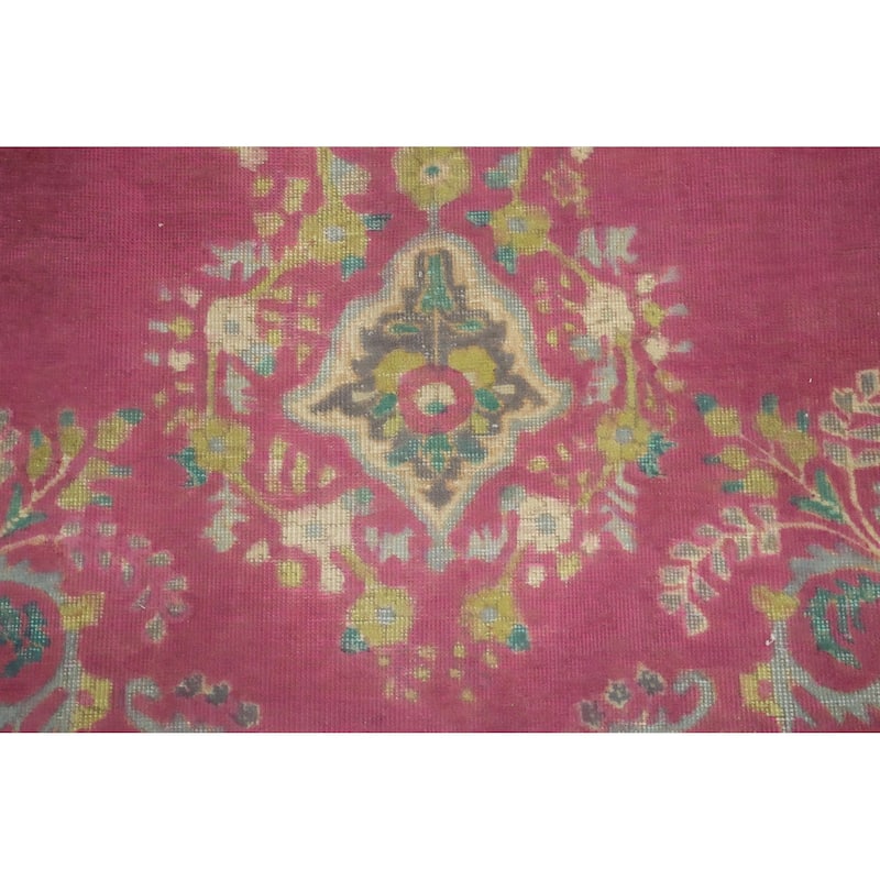 Hand Knotted Oriental 100% Wool Carpet Traditional Floral Pink Tabriz Area Rug - 12' 5'' X 9' 6''