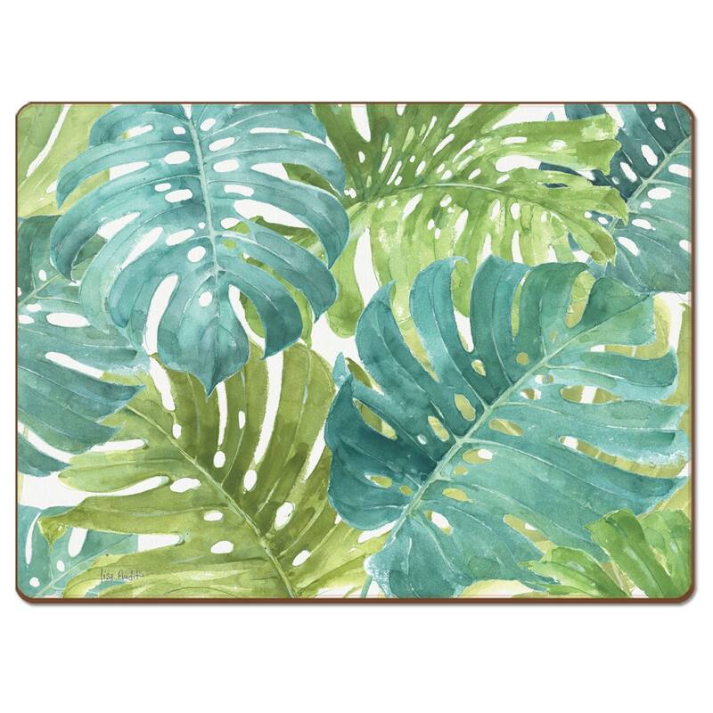 Cala Home Hardboard Placemats - Tropical Green - Set of 4 - 15.5x11.25x.219