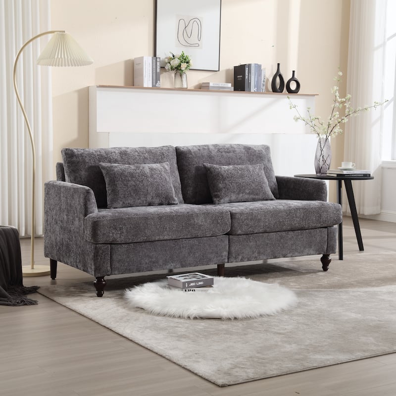 Modern Chenille Fabric Loveseat - 62.68 x 68.90 x 31.89 - Gray