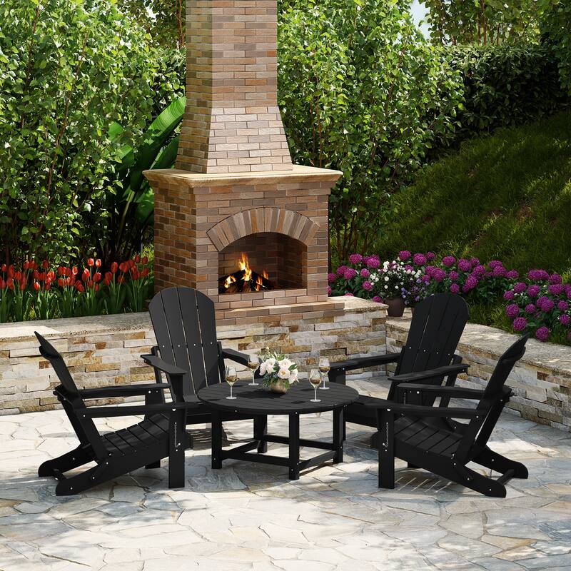 Laguna Outdoor 5-Piece Adirondack Chair With Round Coffee Table Conversation Set