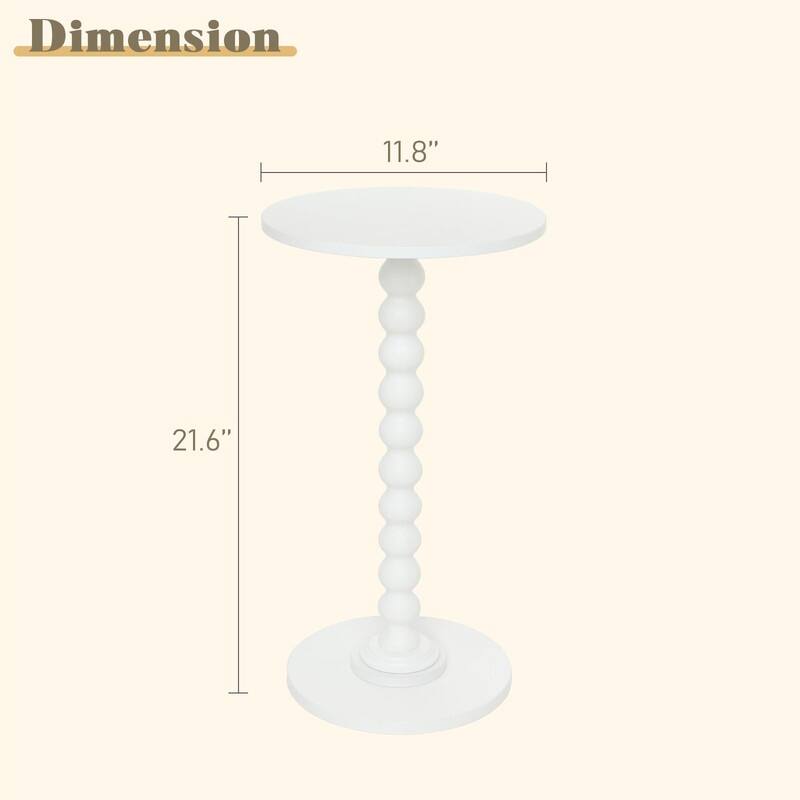 Round Side Table - 11.8"D x 11.8"W x 21.6"H