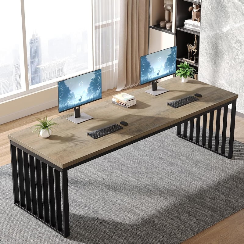 78.74" Extra Long Computer Desk, Double 2-Person Desk, Workstation Writing Study Table for Home Office
