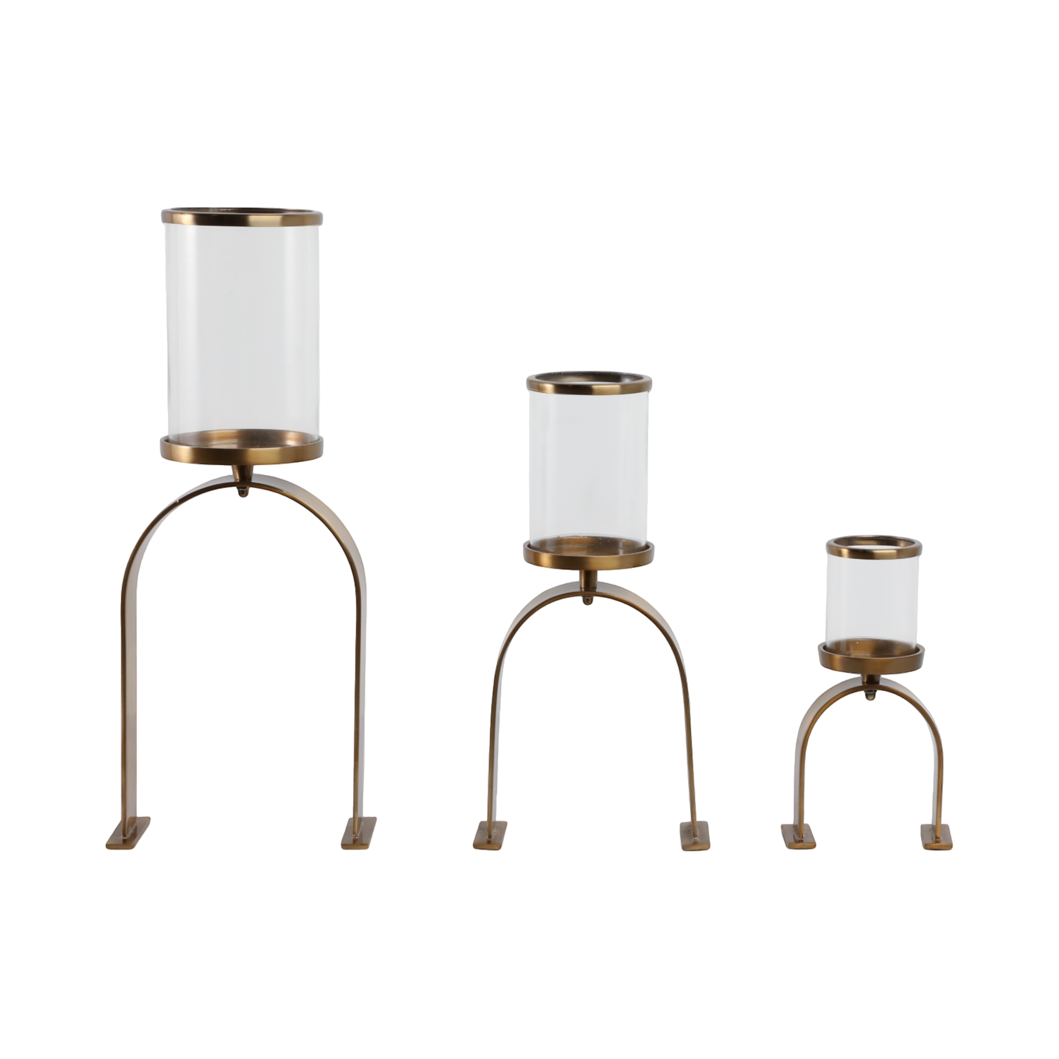 Candle Holders Set of 3 - Metal Pillar, 10/16/22" - 22.0"