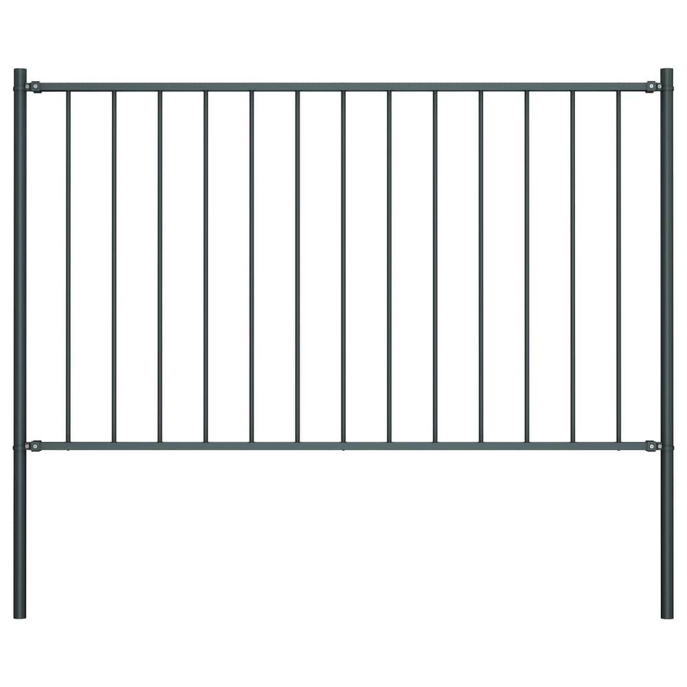 vidaXL Fence Panel with Posts Powder-coated Steel 5.9 ft x 4.1/2.5/3.3 ft