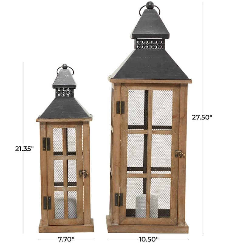 Brown Wood Lighthouse Style Candle Lantern