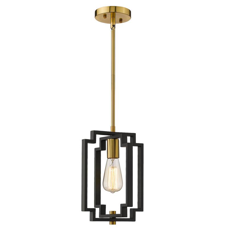 Adjustable Pendant Light, Ceiling Lighting, Black and Gold - 8.7" x 7.7" x 11.5" (L x W x H)