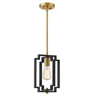 Adjustable Pendant Light, Ceiling Lighting, Black and Gold - 8.7" x 7.7" x 11.5" (L x W x H)