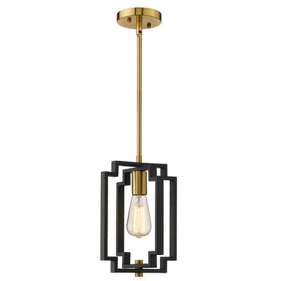Adjustable Pendant Light, Ceiling Lighting, Black and Gold - 8.7" x 7.7" x 11.5" (L x W x H)