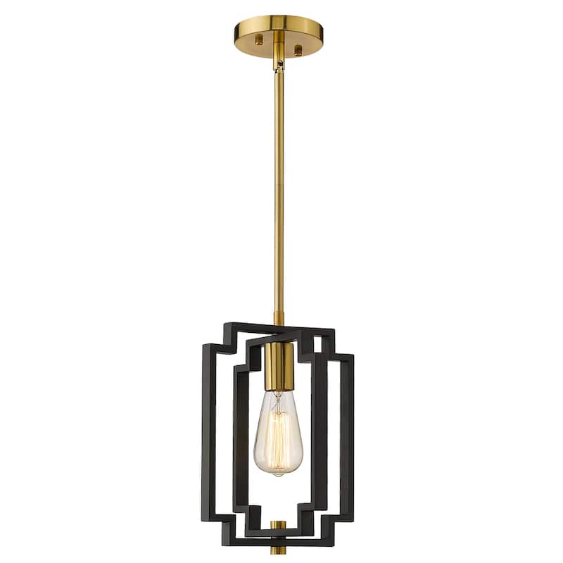 Adjustable Pendant Light, Ceiling Lighting, Black and Gold - 8.7" x 7.7" x 11.5" (L x W x H) - 8.7" x 7.7" x 11.5" (L x W x H)