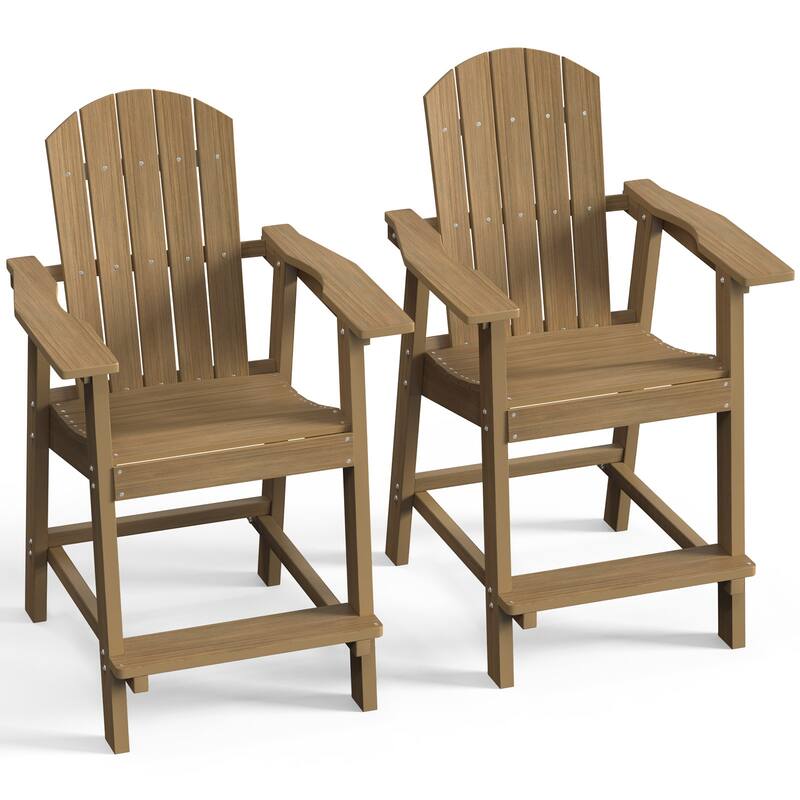 Moasis Tall Adirondack Chair Set of 2 Outdoor Patio Adirondack Barstools - Set of 2 - Brown