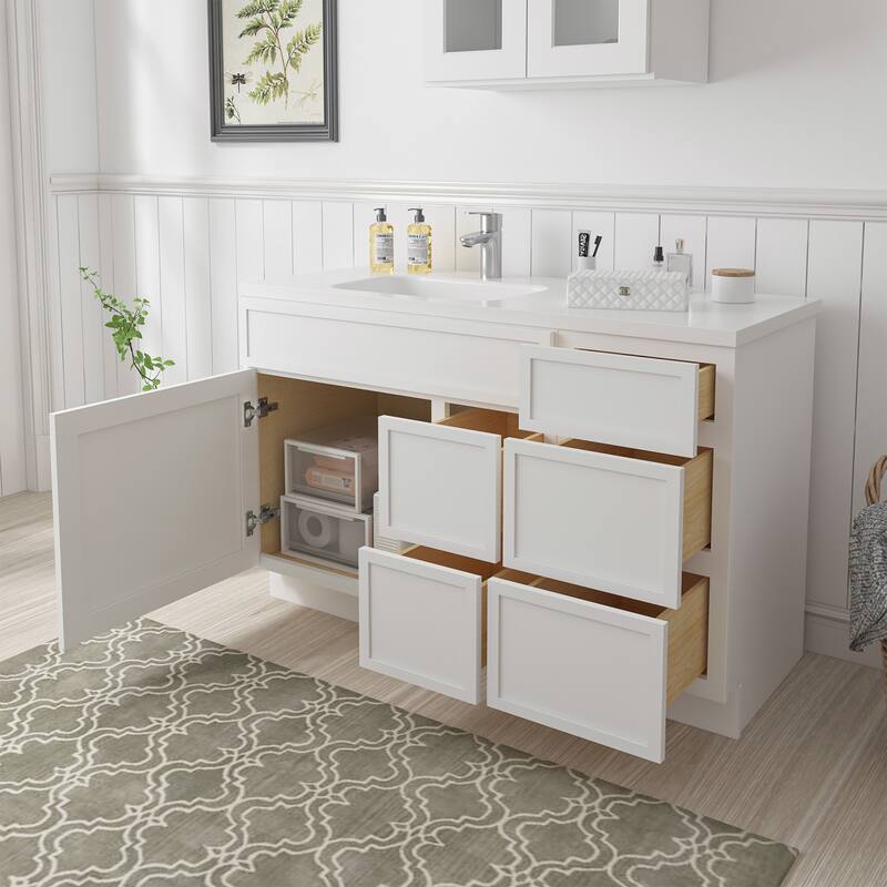Vanity Art 51" Birch Freestanding Bathroom Vanity Cabinet without Top