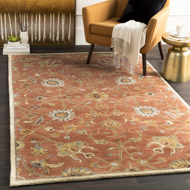 Livabliss Traditional Caesar Floral & Botanical Area Rug - 8' x 11' - Rust
