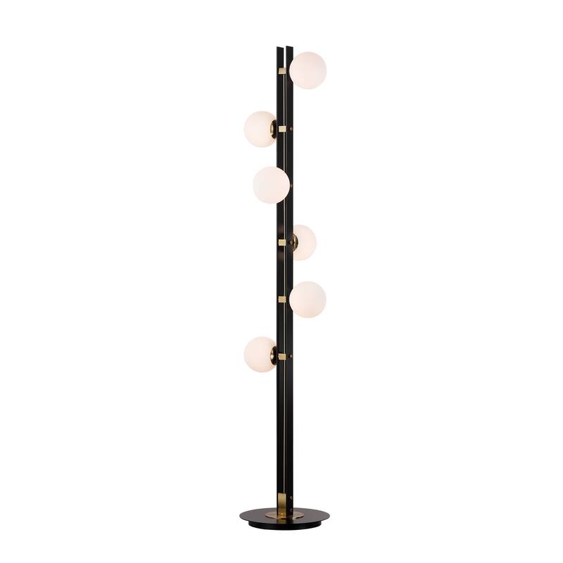 6-Light Nordic Inspired Black Floor Lamp - N/A