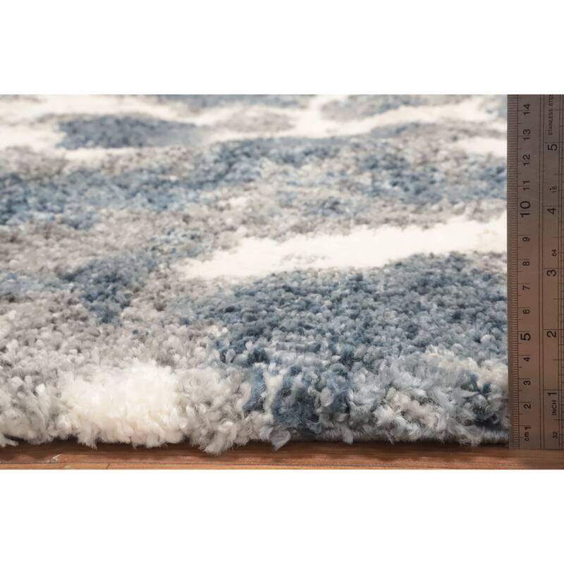 Machine Made Oriental Polyester Carpet Modern All-Over Multi-Colored Shaggy Area Rug - 10' 0'' X 7' 10''