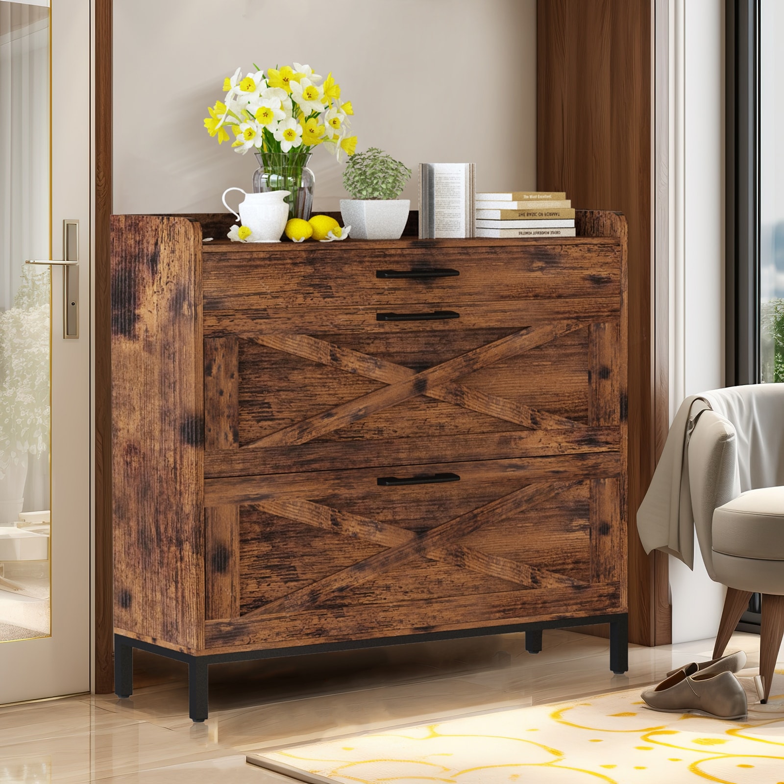 Rustic shoe storage sale cabinet