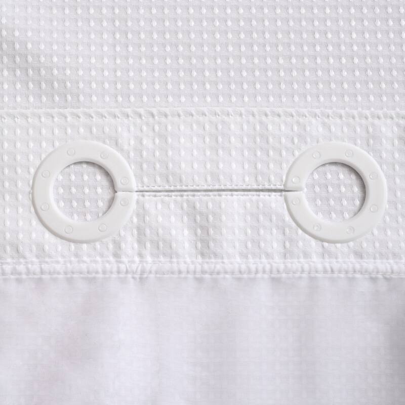 Utopia Alley No Hooks Required Waffle Weave Shower Curtain with Snap in Liner - 71"W x 74"H, White
