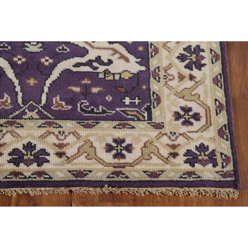 Purple Oushak Indian Rug Handmade Transitional Wool Carpet - 4'1"x 5'11"