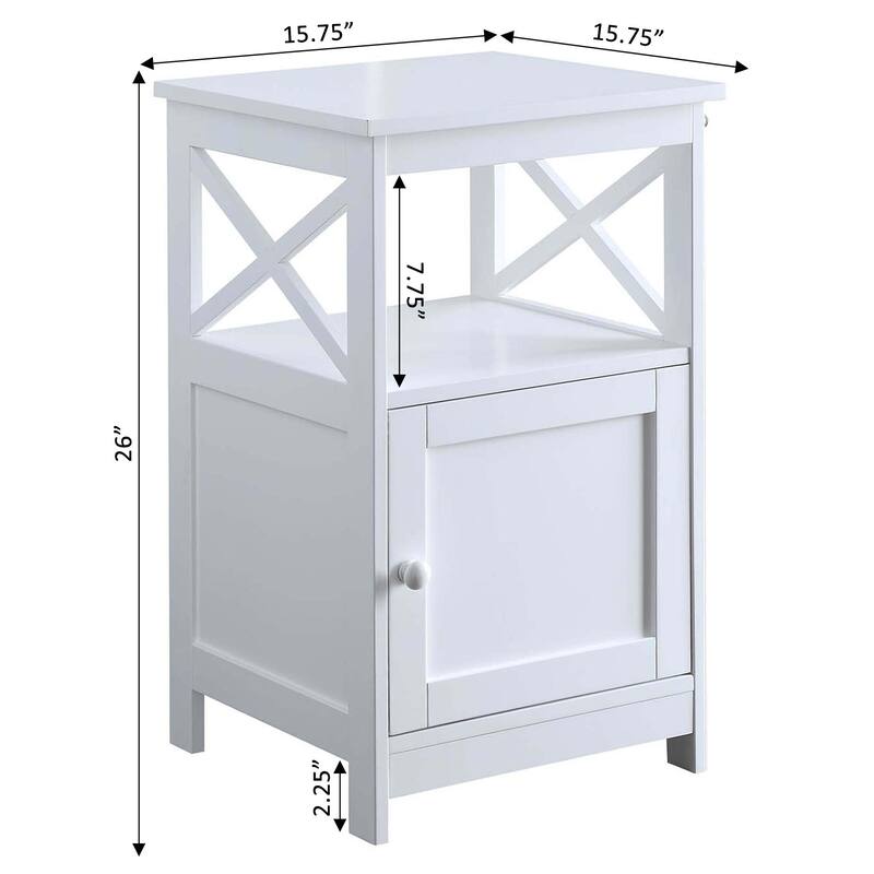 Convenience Concepts Oxford End Table with Storage Cabinet and Shelf