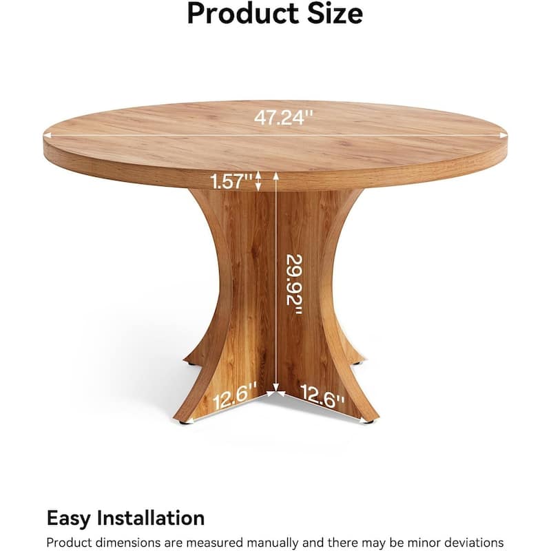 47” Round Particle Board Kitchen Dining Table Perfect to 4-6 People for Meals or Games - 47.24”L x 47.24”W x 29.92”H