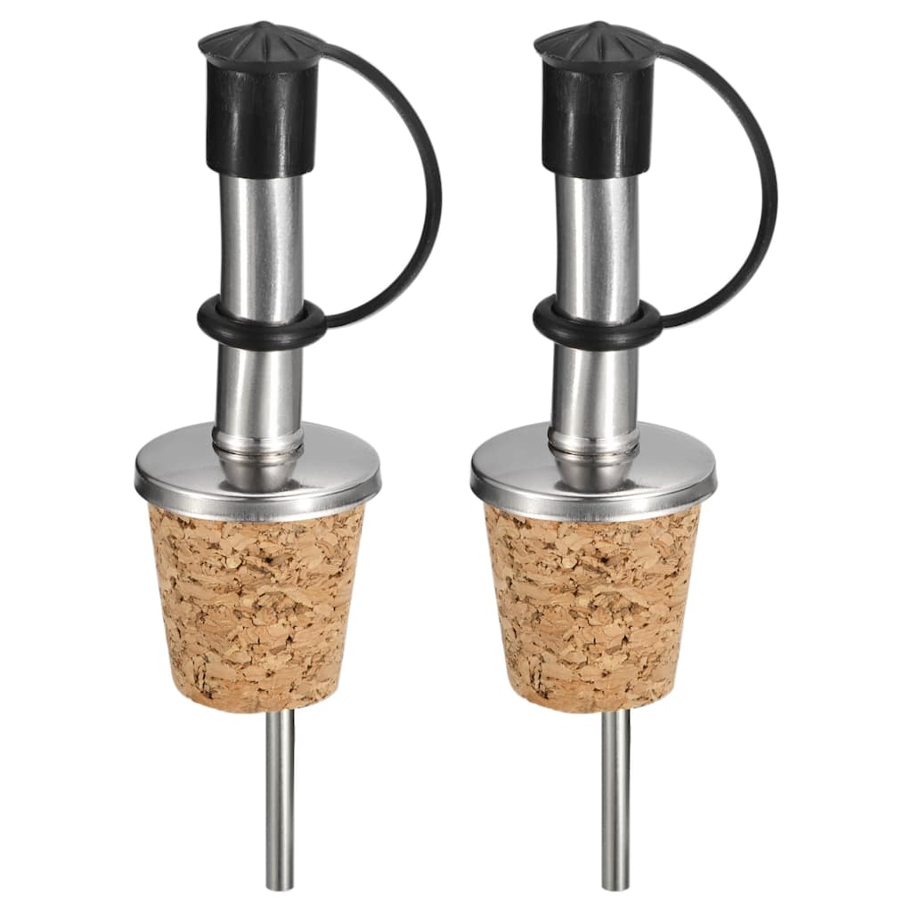 Olive Oil Spout with Rubber Dust Caps for Pours Liquid, Olive Oil - Silver, Black