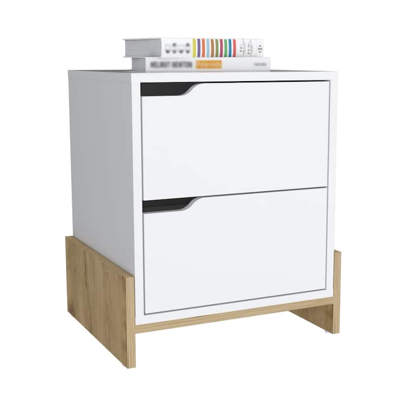 HomeRoots 20" White Two Drawer Faux Wood Nightstand