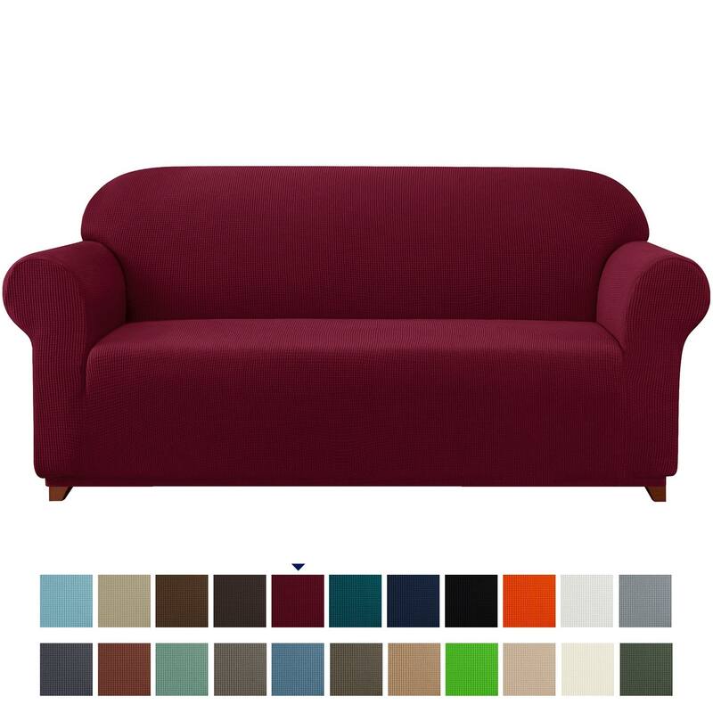 Subrtex 1-Piece Sofa Cover Stretch Soft Couch Loveseat Slipcover - Sofa - Wine