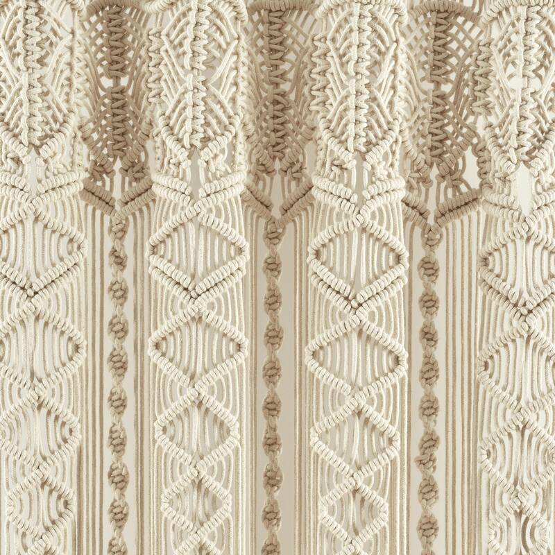Lush Decor Boho Macrame Textured Cotton Window Curtain/Room Divider/Doorway/Wall Decor