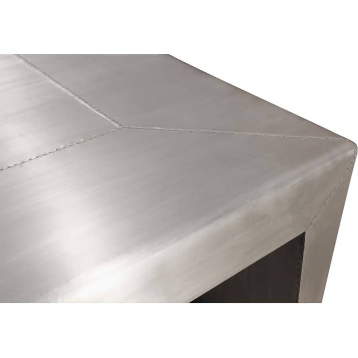 HomeRoots 24" Silver Aluminum and Solid Wood Square Sled End Table - 24 in. x 24 in. x 24 in.