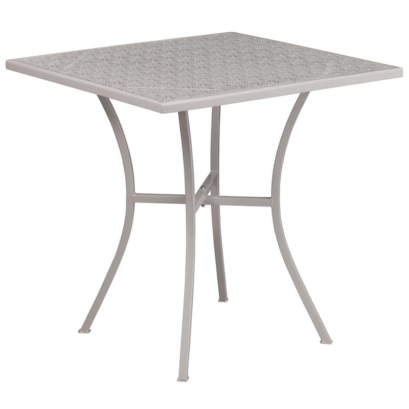 28'' Square Indoor-Outdoor Steel Patio Table Set with 2 Round Back Chairs