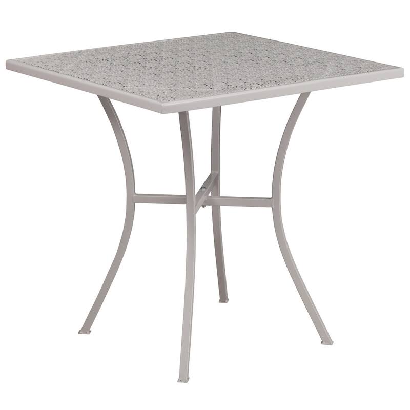 28'' Square Indoor-Outdoor Steel Patio Table Set with 4 Round Back Chairs