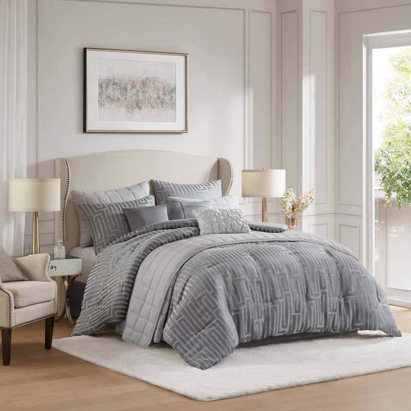 Madison Park Royce 10 Piece Luxury Jacquard Comforter Set