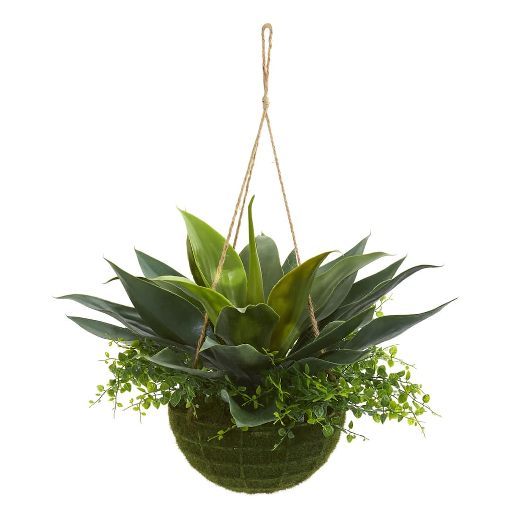 Artificial Hanging Plant Indoor Outdoor - Island Interiors Maiden Hair - Decorative Greenery Basket - Green