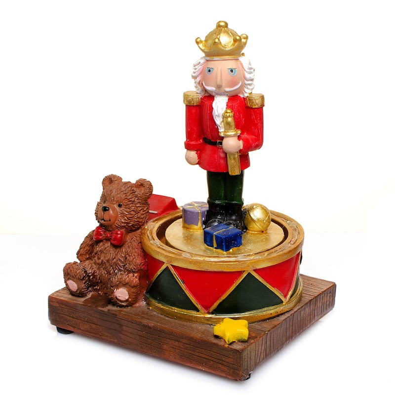 Spinning Nutcracker and Gifts LED Christmas Decor - 5.1 х 3.9 х 6.3"