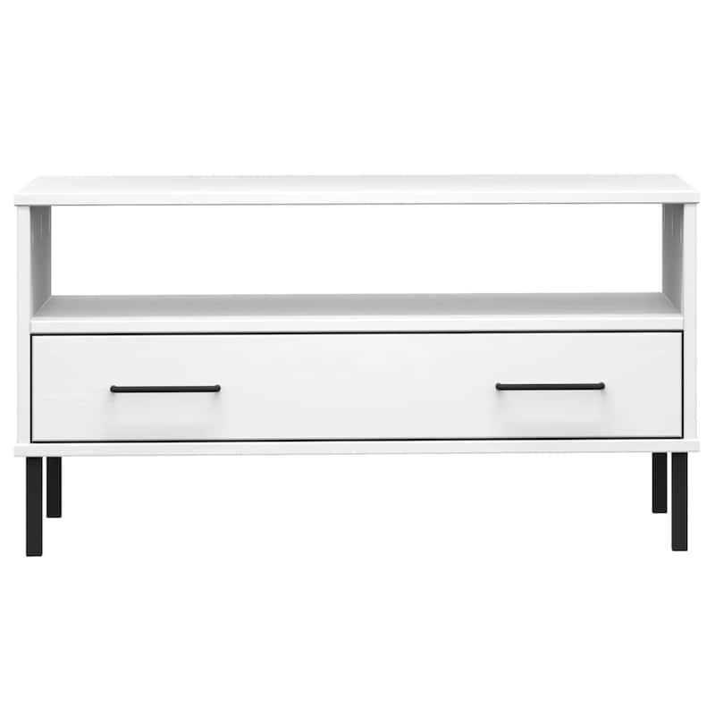 vidaXL Coffee Table Accent Side Sofa End Table with Metal Legs Solid Wood OSLO - 33.5" x 19.7" x 17.7"