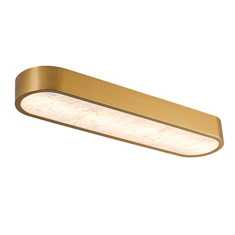 23.6" Dimmable Alabaster Marble LED Flush Mount Ceiling Light for Kitchen Bedroom