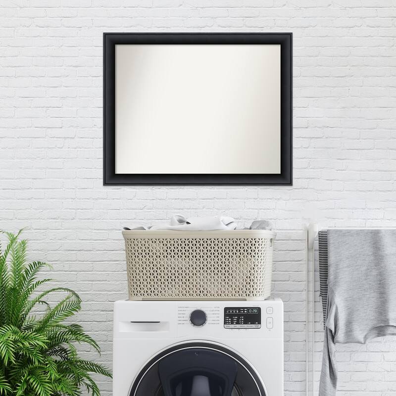 Non-Beveled Wood Bathroom Wall Mirror - Nero Black Frame - Nero Black