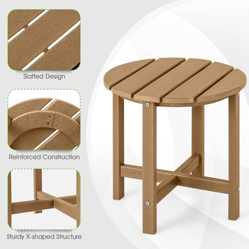 Gymax 2PCS 18''Adirondack Side Table Weather Resistant HDPE Garden