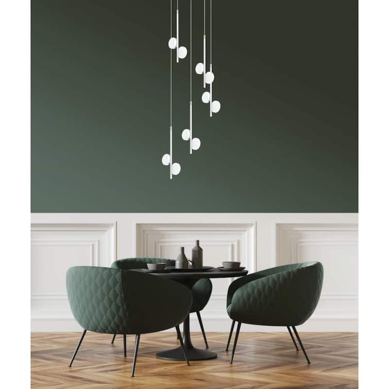Eglo USA Olindra 10-Light LED Cascade Pendant with White and Chrome Finish - White & Chrome