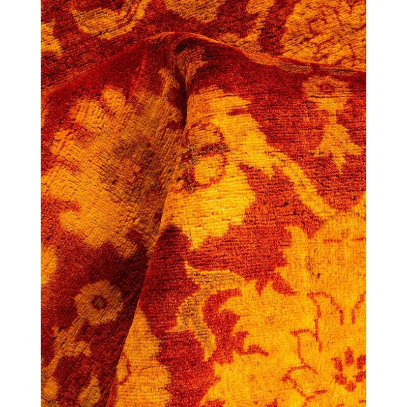 Overton Hand Knotted Wool Vintage Inspired Modern Contemporary Overdyed Gold Area Rug - 3' 2" x 5' 1"