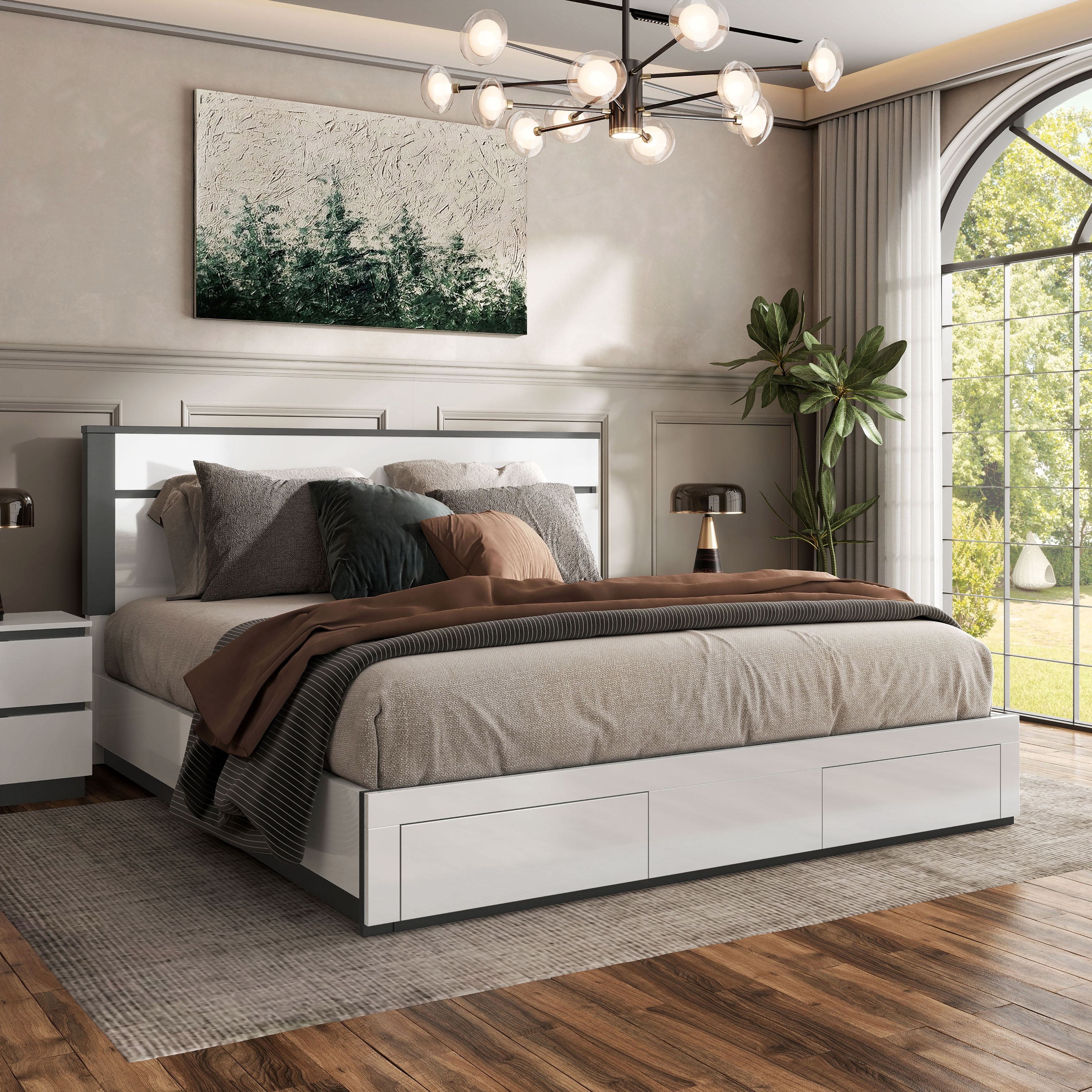 Furniture of America Conjira Modern White 2-Drawer Platform Bed