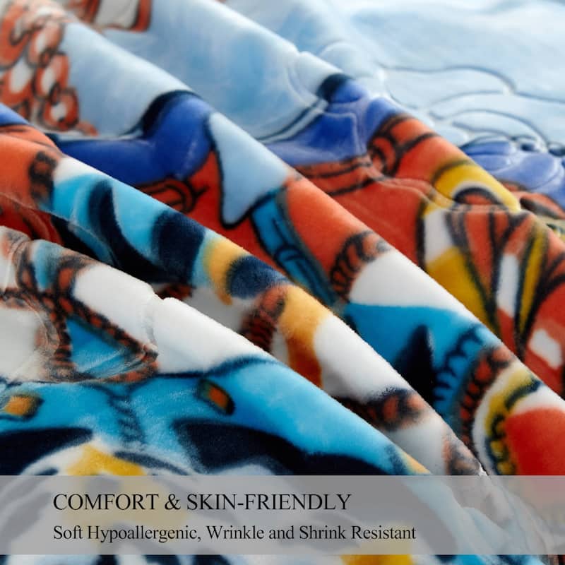 Korean-style 2-ply Printed Pattern Plush Mink Fleece Blanket