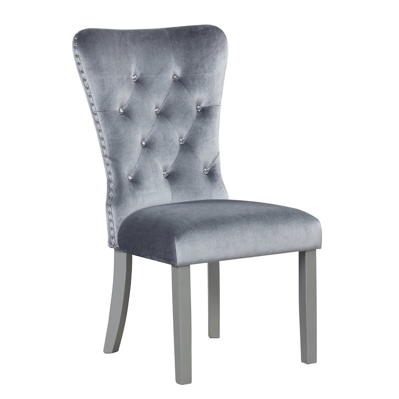 Geneva Silver Champagne Velvet Upholstered Side Chair (Set of 2)