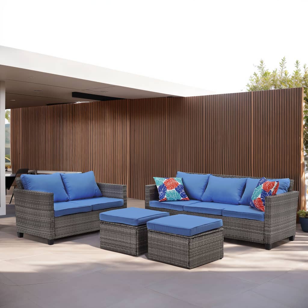 Ainfox Outdoor Patio Sofa Set Sectional Wicker Sofa Patio Furniture Rattan sofa